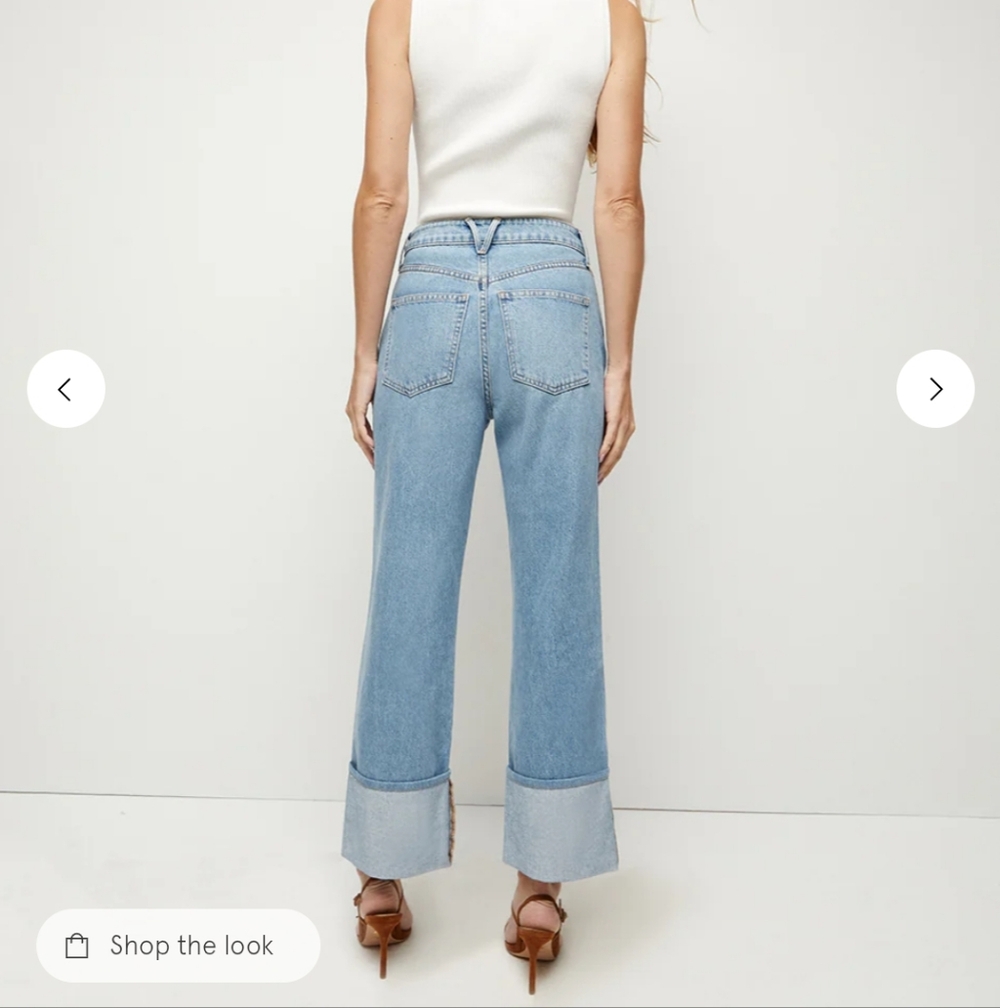 Veronica Beard Dylan Full Length Straight Leg High Rise Cuffed Jeans - Picture 13 of 14